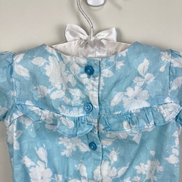 Janie and Jack Floral Jacquard Jumpsuit Sky Blue Floral 12-18 Months - Picture 7 of 7